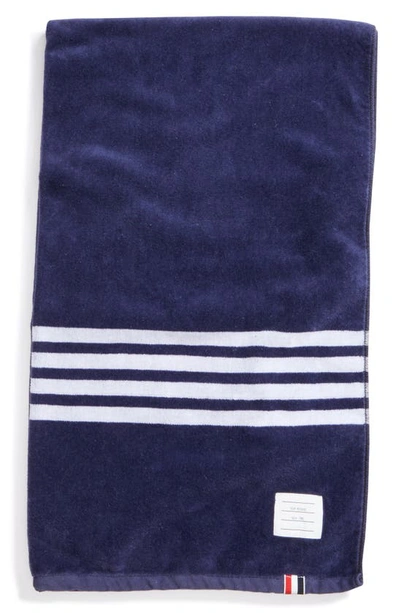 Thom Browne 4-bar Large Cotton Towel In Navy