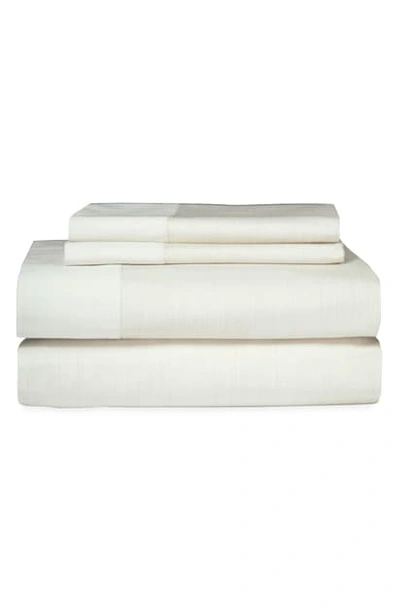 Michael Aram Striated Band 400 Thread Count Fitted Sheet In Ivory