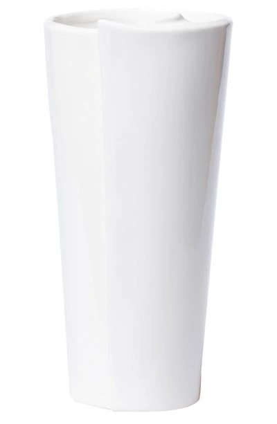 Vietri Lastra Large Conical Vase In White