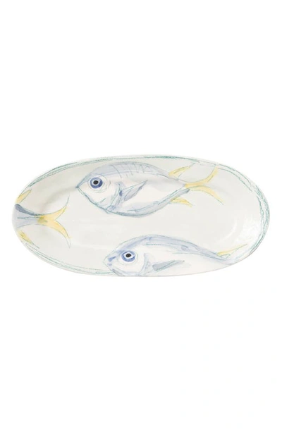 Vietri Pescatore Small Oval Platter In White