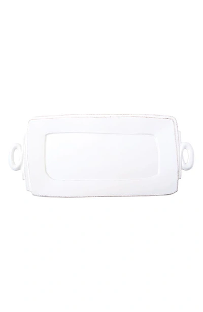 Vietri Lastra Handled Rectangular Platter In White