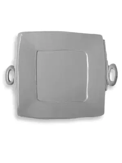 Vietri Lastra Collection Handled Square Platter In Grey