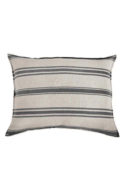 Pom Pom At Home Jackson Big Linen Accent Pillow In Flax/ Midnight