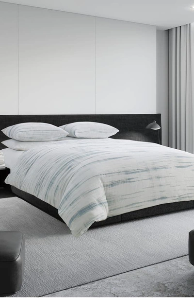 Vera Wang Marble Shibori Duvet Cover, King Bedding In Silver/blue