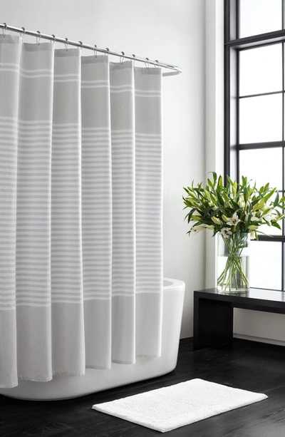 Vera Wang Seersucker Stripe Shower Curtain In Aquamarine/ White