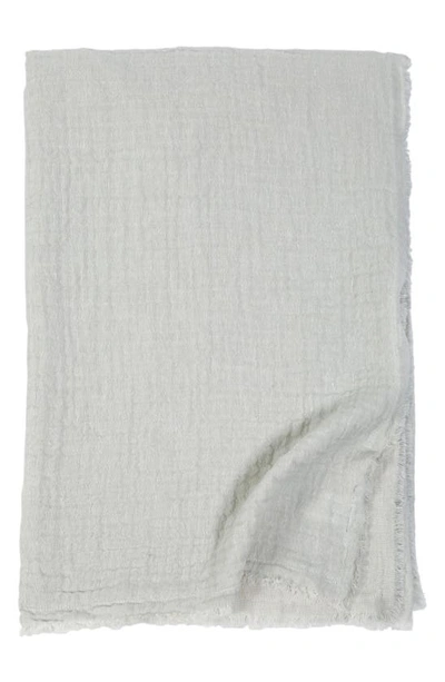 Pom Pom At Home Hermosa Oversized Cotton & Linen Throw Blanket In Ocean/ Cream