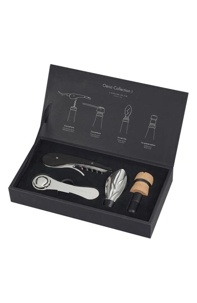 L'atelier Du Vin 4-piece Oeno Wine Accessory Collection Set In Black