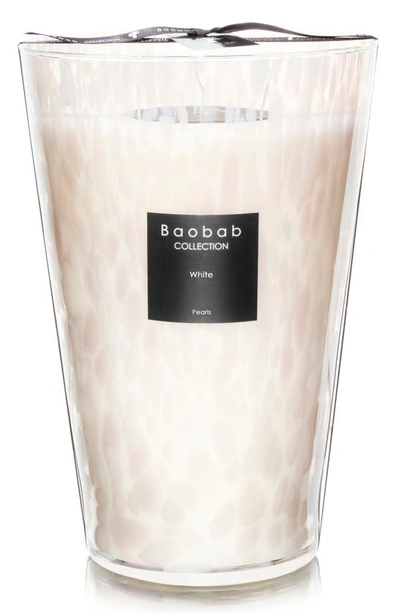 Baobab Collection White Pearls Scented Candle, 13.8" In White/pink