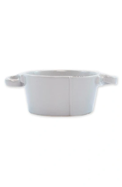 Vietri Lastra Small Handled Serving Bowl In Light Gray