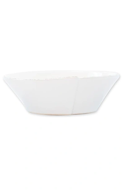 Vietri Lastra Small Oval Serving Bowl In White
