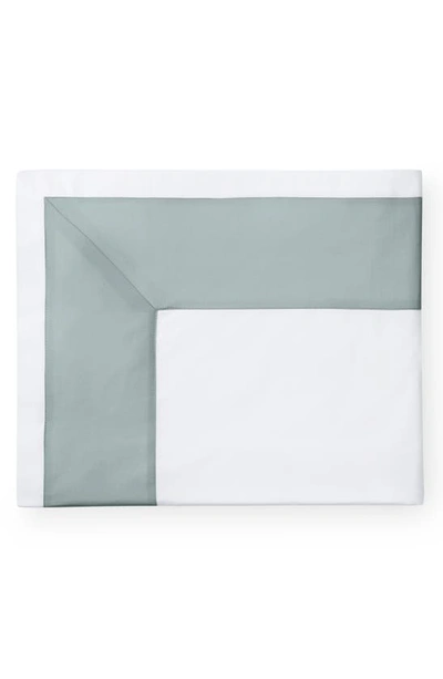 Sferra Casida 200 Thread Count Flat Sheet In White/ Seagreen