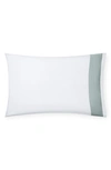 Sferra Casida 200 Thread Count Pillowcase In White/seagreen