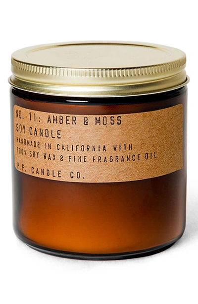 P.f Candle Co. Soy Candle, 12.5 oz In Amber And Moss