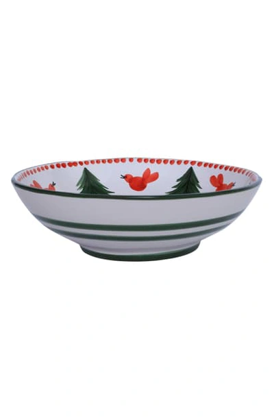 Vietri Medium Uccello Rosso Stoneware Serving Bowl In Multi