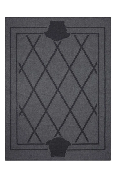 Versace Shadov Reversible Blanket Throw In Dark Grey
