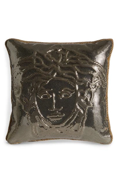 Versace Metal Mesh Accent Pillow In Gold