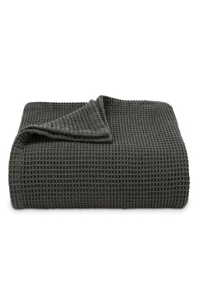 Vera Wang Waffle Weave Throw Blanket In Soft Charcoal