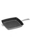 Staub 12-inch Square Enameled Cast Iron Grill Pan In Graphite