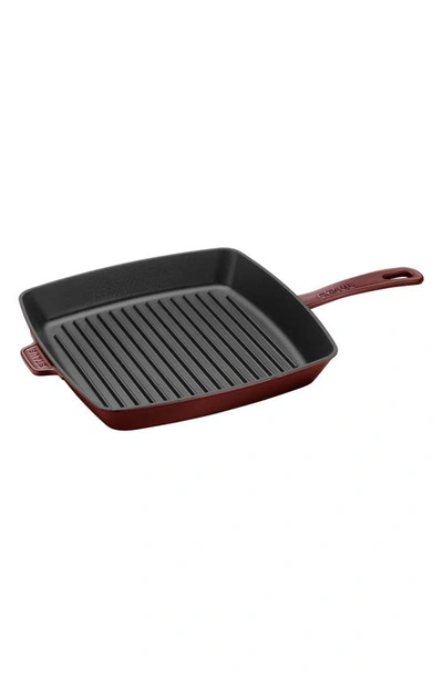 Staub 12-inch Square Enameled Cast Iron Grill Pan In Grenadine