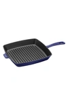 Staub 12-inch Square Enameled Cast Iron Grill Pan In Dark Blue