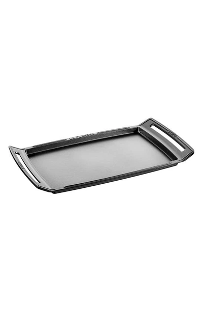 Staub Enameled Cast Iron Double Burner Griddle In Matte Black