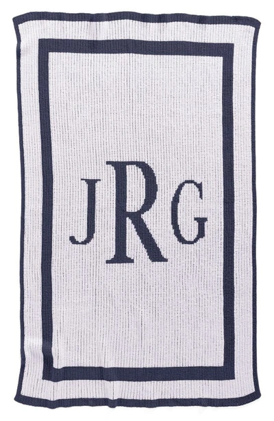 Butterscotch Blankees 'classic Monogram' Personalized Stroller Blanket In White/ Navy