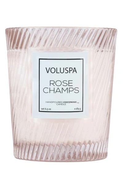 Voluspa Macaron Classic Textured Glass Candle, 6.5 oz In Rose Champs