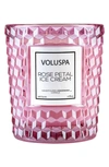 Voluspa Rose Petal Ice Cream Embossed Glass Candle 6.5 Oz.