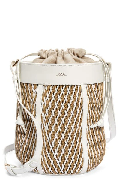 Apc Sac Garance Woven Leather & Rope Bucket Bag In White