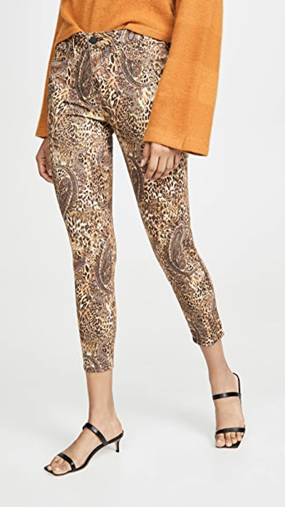 L Agence Margot High-rise Print Ankle Skinny Paisley Leopard Jeans In Bronze Val