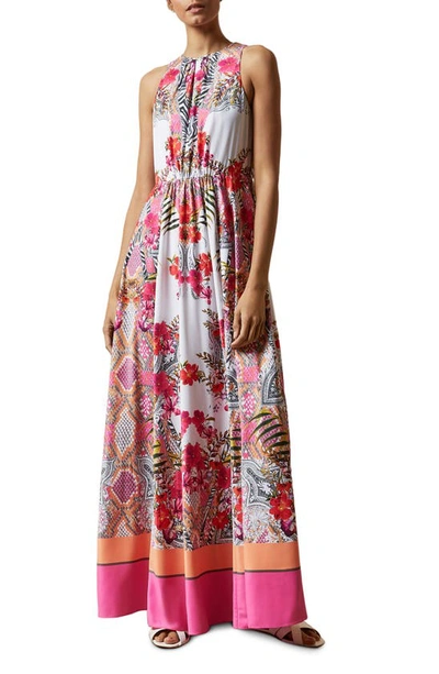 Ted Baker Laniah Printed Bow-back Maxi Dress In Ivory
