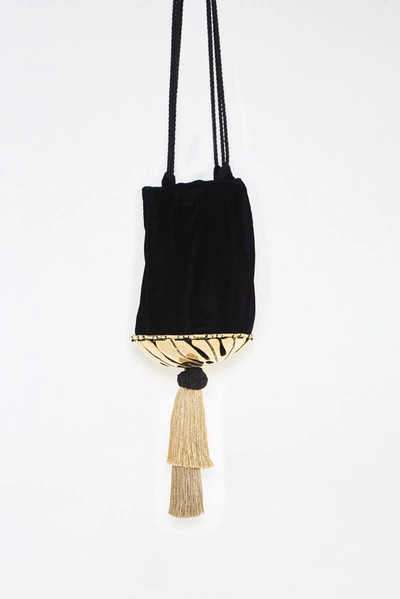 Farm Rio Monstera Velvet Bag In Black