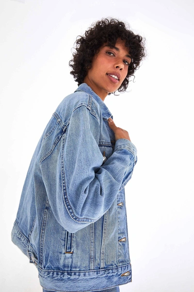 Farm Rio Levi&#39;s Ex Boyfriend Trucker Jacket In Denim Blue