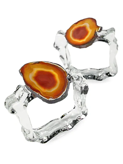 Anna New York Aleotto 2-piece Agate Napkin Ring Set In Orange