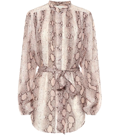 Zimmermann Bellitude Snake Print Long Sleeve Tunic In Animal