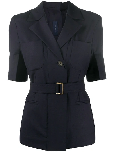 Eudon Choi Short-sleeved Belted Jacket In Blue