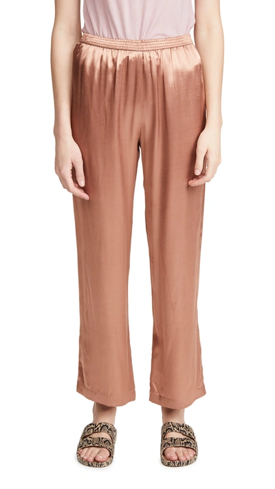 Enza Costa Satin Lounge Pants In Bronze