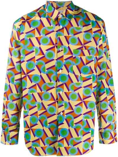 Comme Des Garçons Shirt Geometric Print Shirt In Green