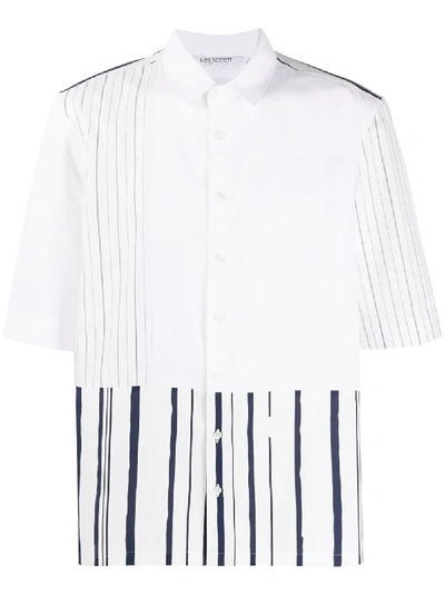 Neil Barrett Contrast-stripe Print Shirt In White