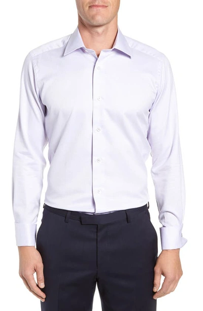 David Donahue Men's Trim-fit Micro Dobby Dress Shirt With French Cuffs In Lilac