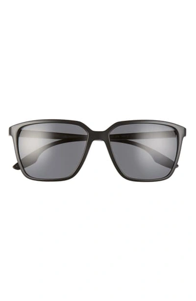 Prada 58mm Square Sunglasses In Matte Black/ Grey Solid