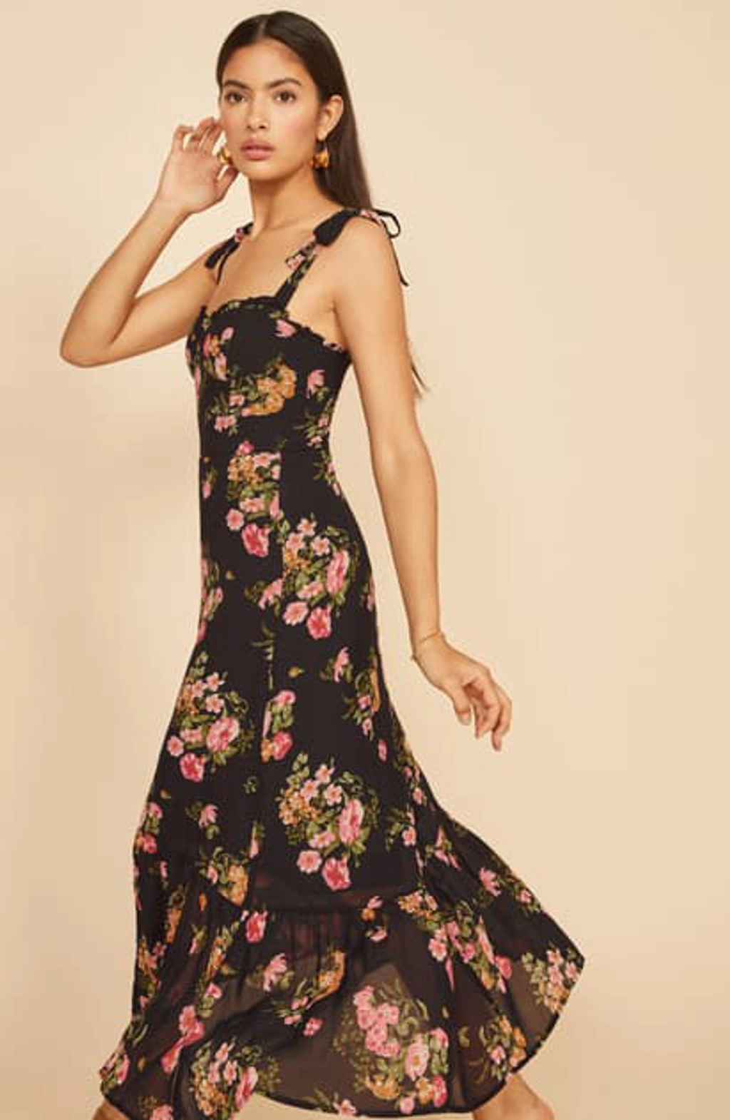 wrap dress midi casual Women's You’ll See Soon Dark Teal Multi Floral Print Belted Midi Shirt Dress | Size: M