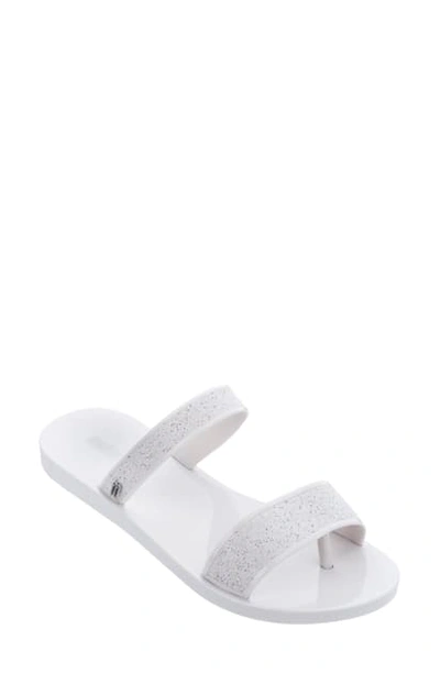 Melissa Love Lip Sparkle Ad Slide Sandal In White Rubber
