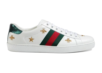 Pre-owned Gucci  Ace Bees And Stars In White