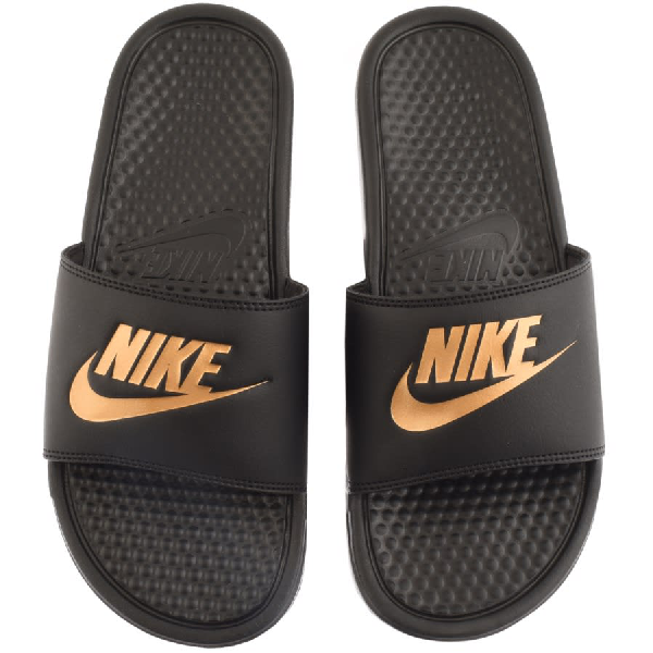 nike benassi logo sliders in black