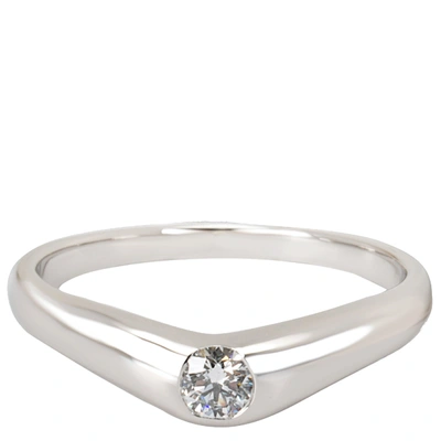 Pre-owned Tiffany & Co Elsa Peretti 0.18ct Diamond Platinum Band Ring Size 58 In Silver