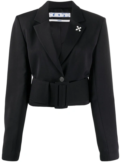 Off-white Cropped Blazer Jacket In Black