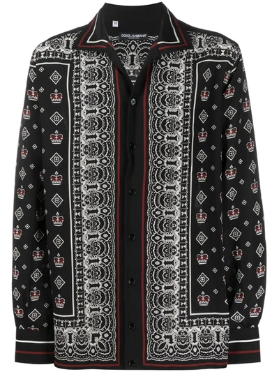 Dolce & Gabbana Bandana Print Buttoned Shirt In Black