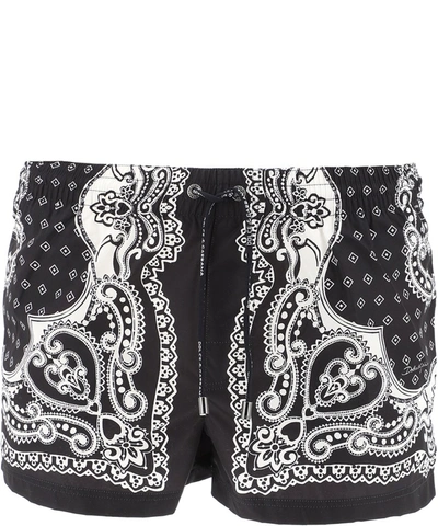 Dolce & Gabbana Bandana Printed Swim Shorts In Black