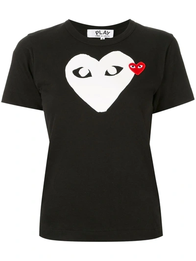 Comme Des Garçons Logo-patch Printed T-shirt In Black